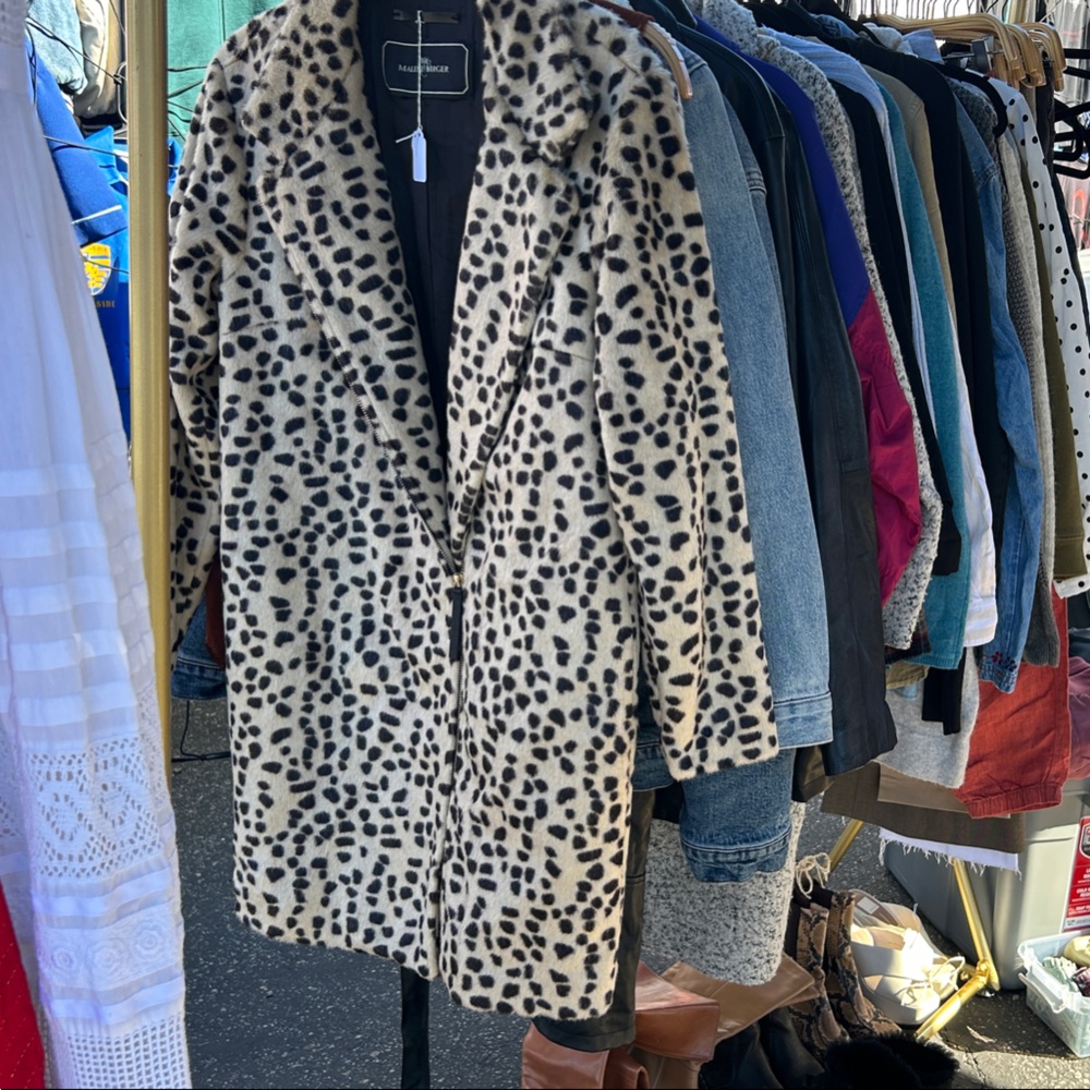 By Malene Birger Leopard Print Coat - Black and Cream